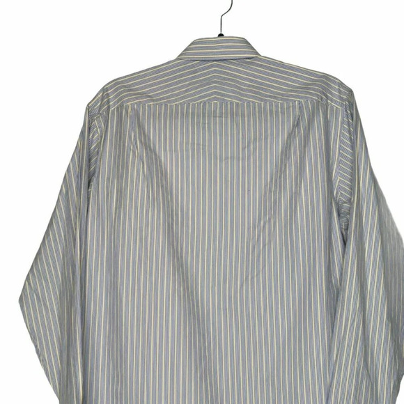J.Crew Button Up Shirt Men's Sz S (14-14.5) Long Sleeve 2Ply Striped Blue Yellow - Picture 2 of 16